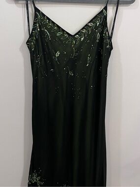 Xscape Black and Lime Green Sequin Dress